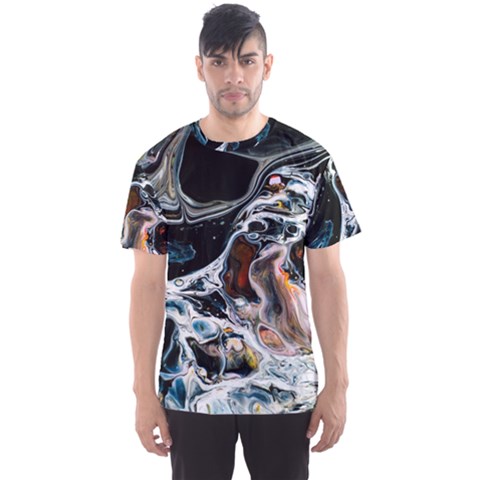 Abstract Flow River Black Men s Sports Mesh Tee by Celenk