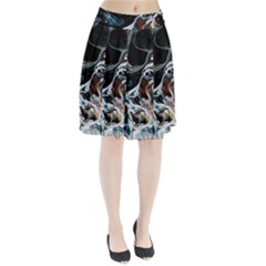 Abstract Flow River Black Pleated Skirt by Celenk