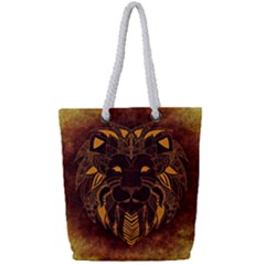Lion Wild Animal Abstract Full Print Rope Handle Tote (small)