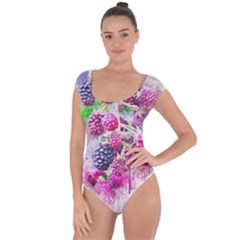 Blackberry Fruit Art Abstract Short Sleeve Leotard 