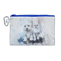 Cat Dog Cute Art Abstract Canvas Cosmetic Bag (large) by Celenk