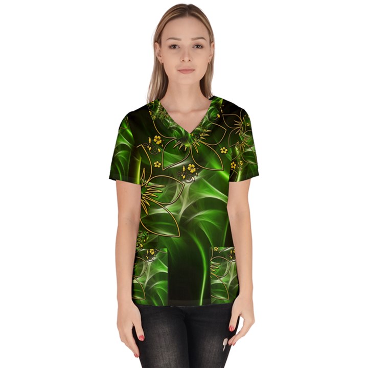 Flora Entwine Fractals Flowers Scrub Top