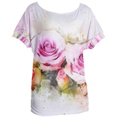 Flower Roses Art Abstract Women s Oversized Tee by Celenk