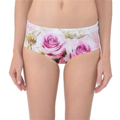 Flower Roses Art Abstract Mid-waist Bikini Bottoms by Celenk