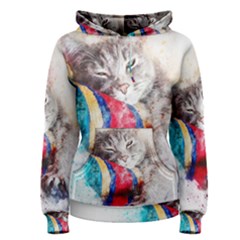 Cat Kitty Animal Art Abstract Women s Pullover Hoodie by Celenk