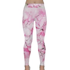 Flower Pink Art Abstract Nature Classic Yoga Leggings by Celenk