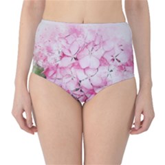 Flower Pink Art Abstract Nature High-waist Bikini Bottoms by Celenk