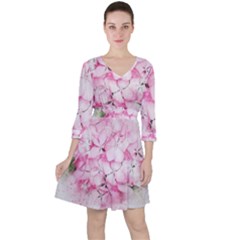 Flower Pink Art Abstract Nature Ruffle Dress by Celenk