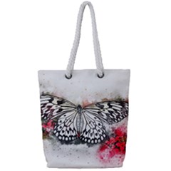 Butterfly Animal Insect Art Full Print Rope Handle Tote (small)