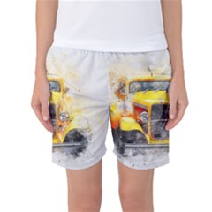 Car Old Art Abstract Women s Basketball Shorts by Celenk