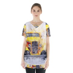 Car Old Art Abstract Skirt Hem Sports Top by Celenk