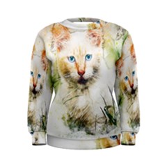 Cat Animal Art Abstract Watercolor Women s Sweatshirt by Celenk