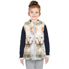 Cat Animal Art Abstract Watercolor Kid s Puffer Vest by Celenk