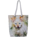 Cat Animal Art Abstract Watercolor Full Print Rope Handle Tote (Small) View1