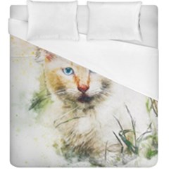 Cat Animal Art Abstract Watercolor Duvet Cover (king Size) by Celenk
