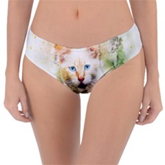 Cat Animal Art Abstract Watercolor Reversible Classic Bikini Bottoms by Celenk