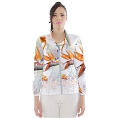 Exotic Birds Of Paradise And Flowers Watercolor Wind Breaker (women) by TKKdesignsCo