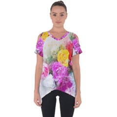 Flowers Bouquet Art Abstract Cut Out Side Drop Tee by Celenk