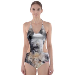 Dog Shetland Pet Art Abstract Cut-out One Piece Swimsuit by Celenk