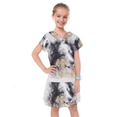 Dog Shetland Pet Art Abstract Kids  Drop Waist Dress by Celenk