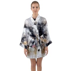 Dog Shetland Pet Art Abstract Long Sleeve Kimono Robe by Celenk