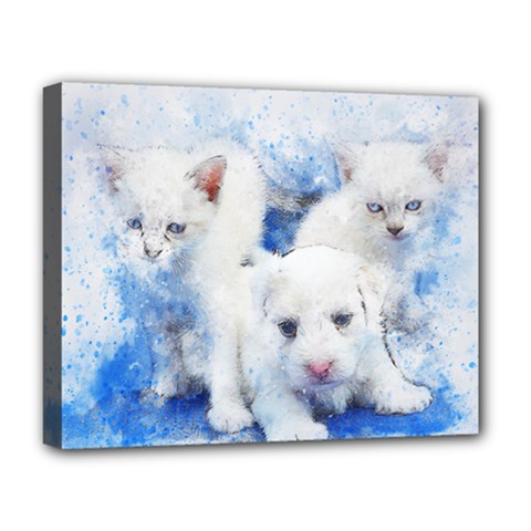 Dog Cats Pet Art Abstract Deluxe Canvas 20  X 16   by Celenk