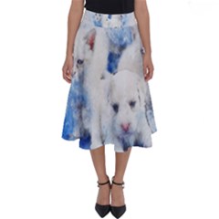 Dog Cats Pet Art Abstract Perfect Length Midi Skirt by Celenk