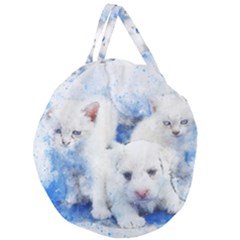 Dog Cats Pet Art Abstract Giant Round Zipper Tote by Celenk