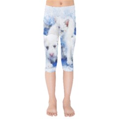 Dog Cats Pet Art Abstract Kids  Capri Leggings  by Celenk