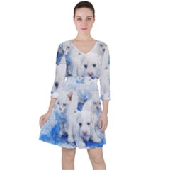 Dog Cats Pet Art Abstract Ruffle Dress