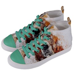 Dog Basset Pet Art Abstract Women s Mid-top Canvas Sneakers by Celenk