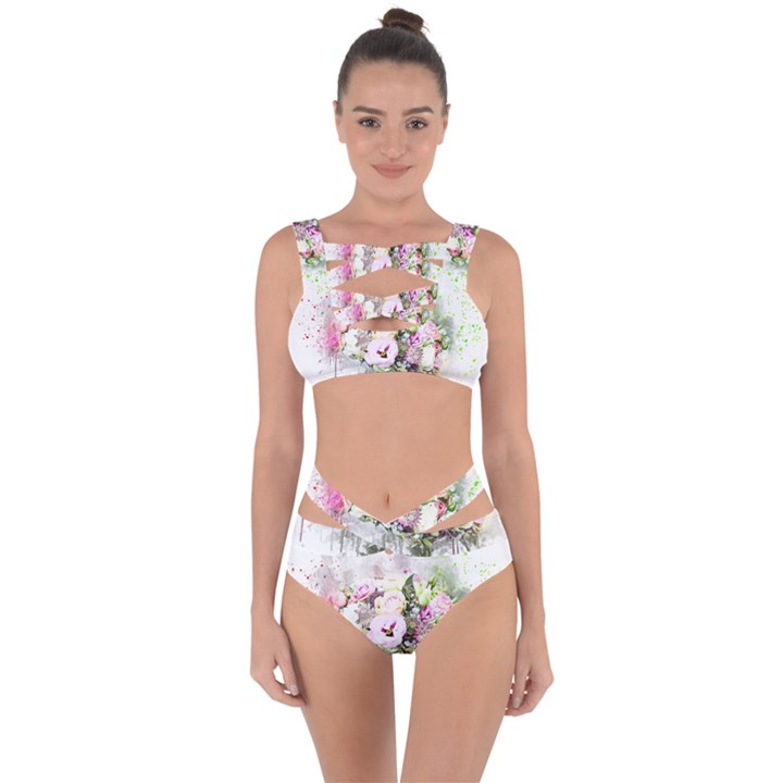 Flowers Bouquet Art Abstract Bandaged Up Bikini Set 