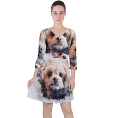 Dog Animal Pet Art Abstract Ruffle Dress