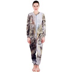 Cat Animal Art Abstract Watercolor Onepiece Jumpsuit (ladies)  by Celenk