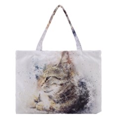 Cat Animal Art Abstract Watercolor Medium Tote Bag
