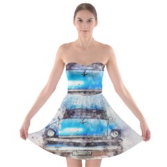 Car Old Car Art Abstract Strapless Bra Top Dress by Celenk