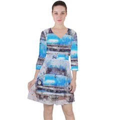 Car Old Car Art Abstract Ruffle Dress