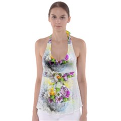 Flowers Vase Art Abstract Nature Babydoll Tankini Top by Celenk