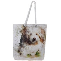 Dog Animal Pet Art Abstract Full Print Rope Handle Tote (large) by Celenk