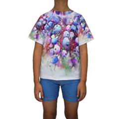 Berries Pink Blue Art Abstract Kids  Short Sleeve Swimwear by Celenk