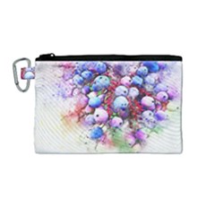 Berries Pink Blue Art Abstract Canvas Cosmetic Bag (medium)