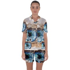 Eye Blue Girl Art Abstract Satin Short Sleeve Pyjamas Set by Celenk