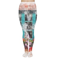 Window Flowers Nature Art Abstract Women s Tights