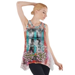 Window Flowers Nature Art Abstract Side Drop Tank Tunic by Celenk