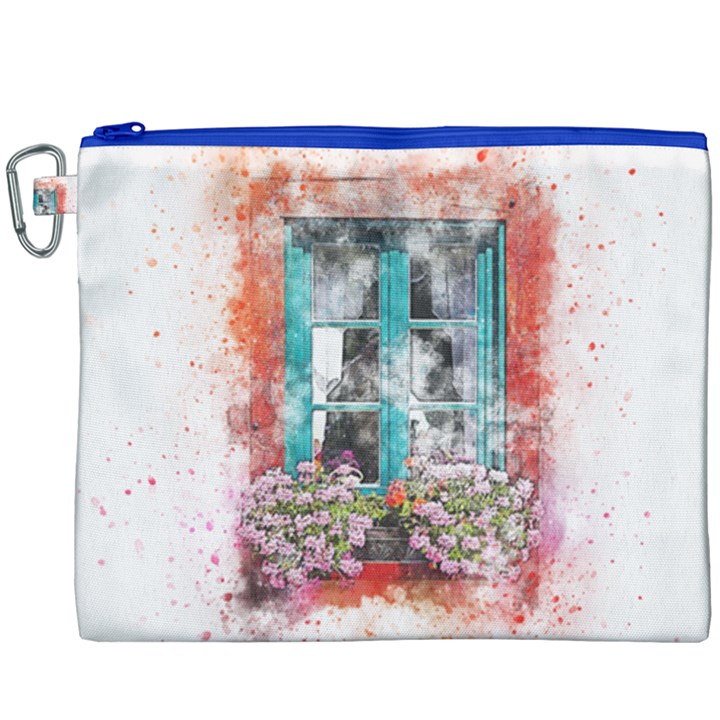 Window Flowers Nature Art Abstract Canvas Cosmetic Bag (XXXL)