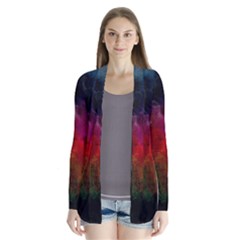 Abstract Picture Pattern Galaxy Drape Collar Cardigan by Celenk