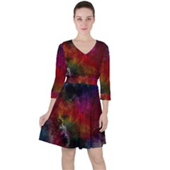 Abstract Picture Pattern Galaxy Ruffle Dress