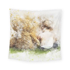 Bear Baby Sitting Art Abstract Square Tapestry (Small)