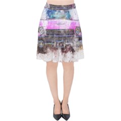 Pink Car Old Art Abstract Velvet High Waist Skirt by Celenk