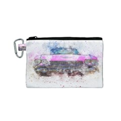 Pink Car Old Art Abstract Canvas Cosmetic Bag (small) by Celenk